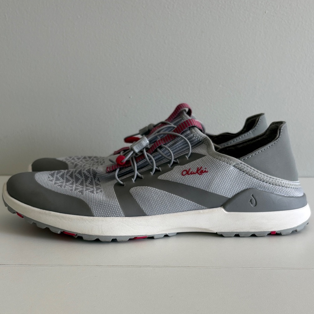 OluKai Miki Trainer Sneakers Gray Pink Womens 10 Comfort Lace Up